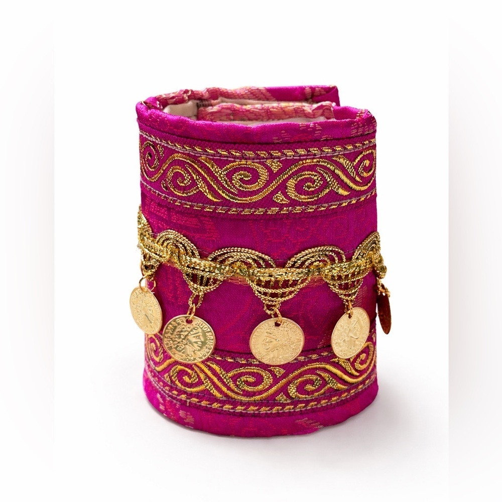 RUBYRUDI Cuff Bracelet Handcrafted OOAK Fabric Embellished Artisan Wearable Art - Picture 3 of 16